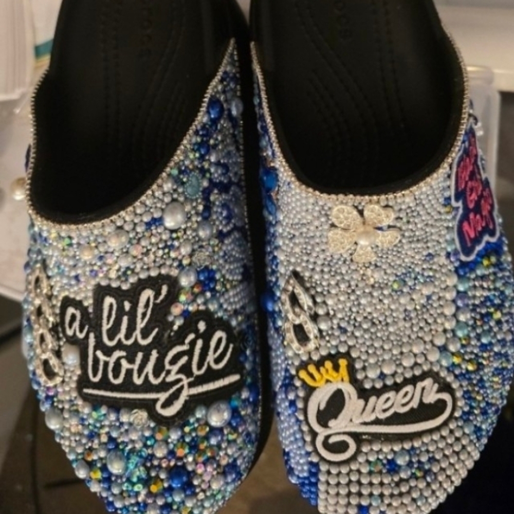 Embellished Blue and Silver Women's Shoes-Crocs